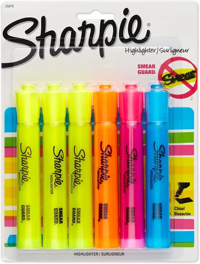 Resaltadores Sharpie tipo tanque x6 colores