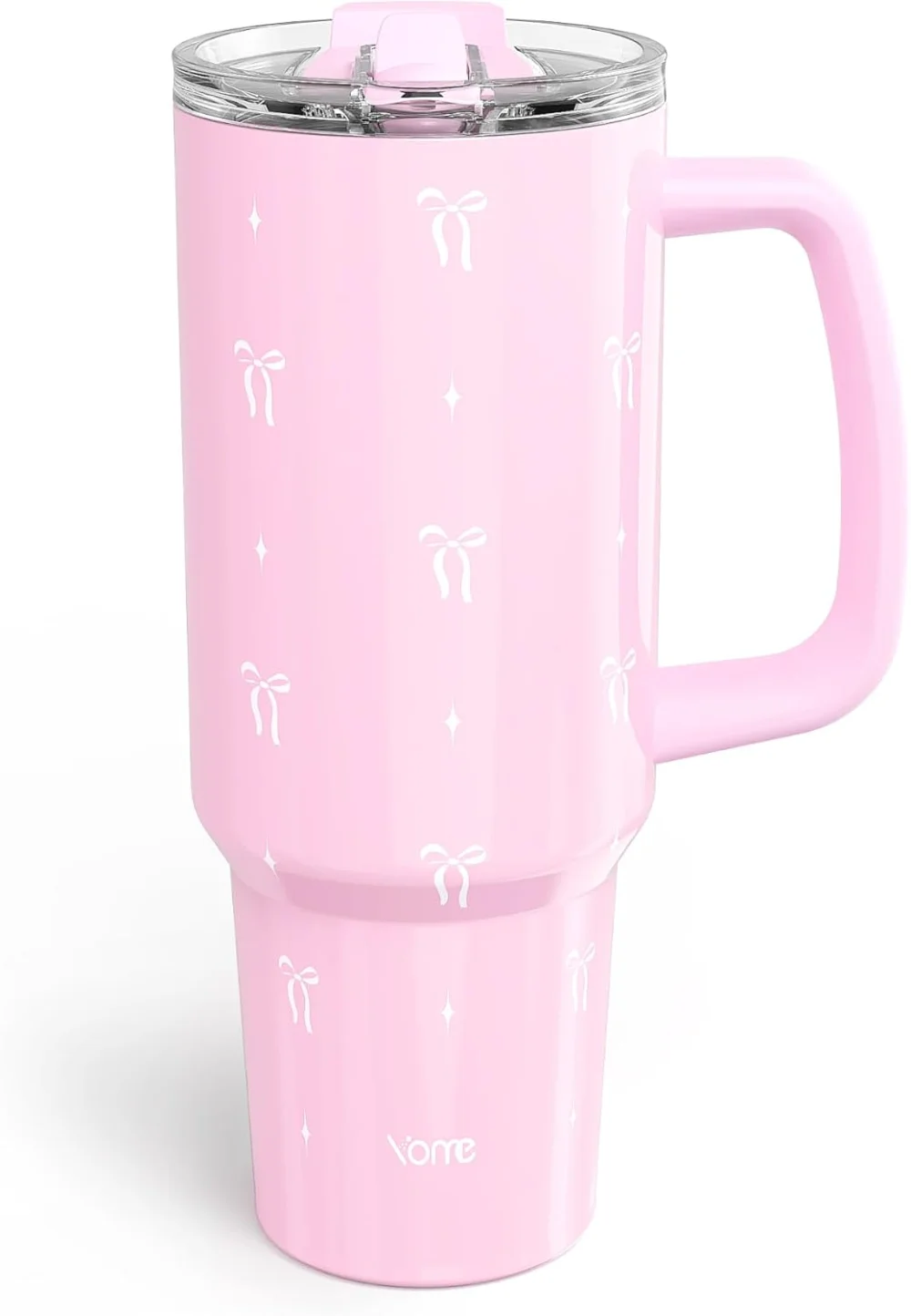 Combo vaso térmico 40 oz rosado + kit de accesorios rosado