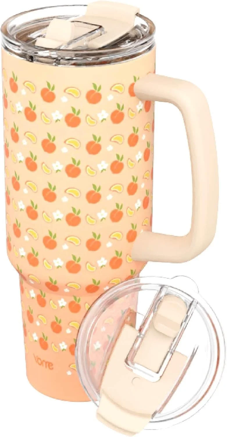 Combo vaso térmico 40 oz durazno + kit durazno con lazos