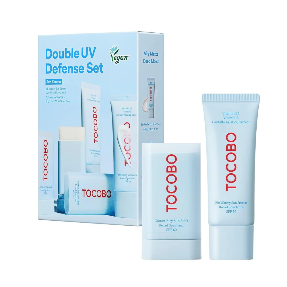Set de protección solar TOCOBO Dual UV: barra Cotton Airy + crema Bio Watery
