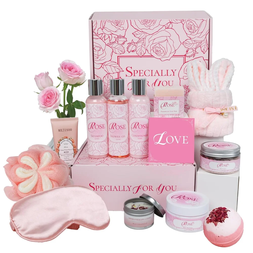 Kit de spa de rosas 15 piezas para mujer (caja de regalo)